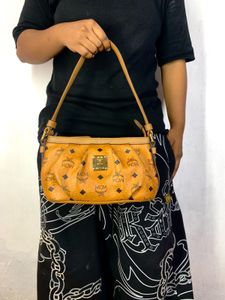 MCM Monogram Cognac Visetos Mini Shoulder Bag