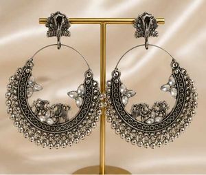 Boho Silver Jhumka Earrings
