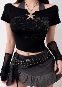Y2K Graphic Lace Top