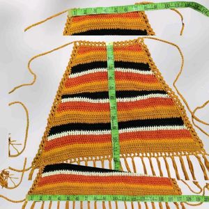 Crocheted Striped Halter Top S