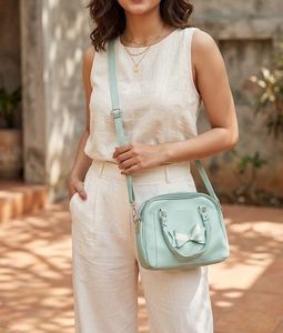 Mint Bow Accent Sling Bag