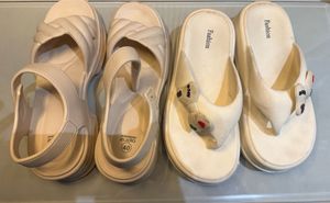 Cream Platform Sandals &amp; Flip Flops Set