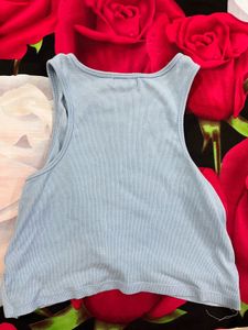 H&amp;M Blue Ribbed Twist Front Tank Top
