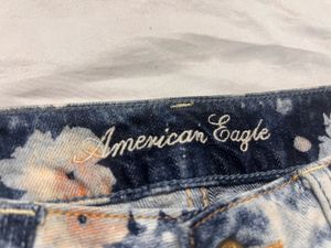 American Eagle Acid Wash Floral Denim Shorts