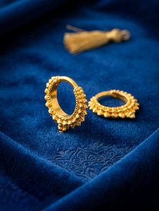 Gold Tone Ethnic Hoop Earrings