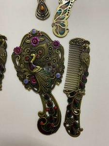 Vintage Peacock Mirror &amp; Comb Set