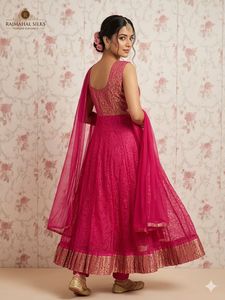 Elegant Fuchsia Brocade Kurta Set
