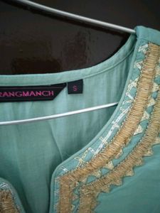 Elegant premium Teal Kurta set with Embellished Ne