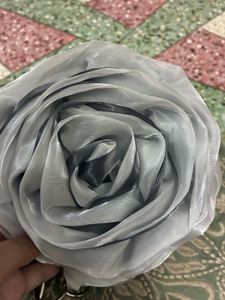 Gray Rose Clutch Bag