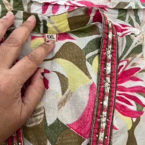 Floral Print Kurta with Striped Pants