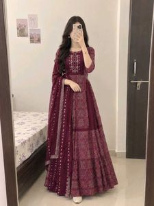 bandhani Maroon Kurta Set