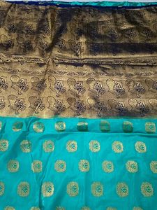 Elegant Teal &amp; Gold Banarasi Silk Saree