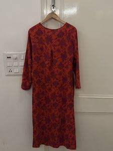 Vibrant Red Floral Print Kurta