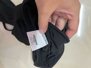 Flared Black Pants with Skirt Overlay(27)