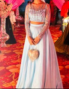 Elegant Blue Embellished Lehenga Choli
