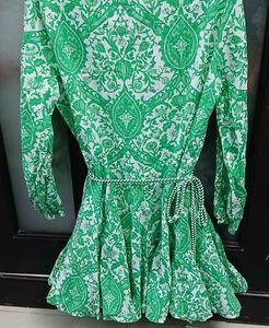 Zara Green Floral Print Shirt Dress - M/L Size