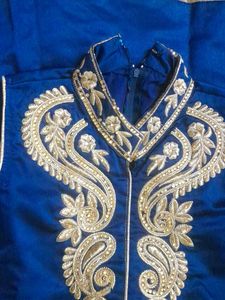 Fully New  Navy Blue Silk gown looki