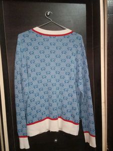 💙 Premium Blue Monogram Knit Cardigan | OUYASAITU