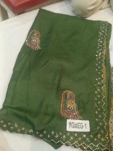Elegant Green Embroidered Saree