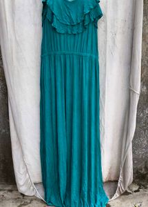 I. Teal Ruffle Maxi Dress