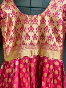 Elegant Pink Brocade Anarkali Dress
