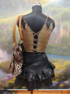 Leopard Print Crop Top &amp; Skirt Set