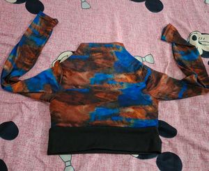 Abstract Print Long Sleeve Top