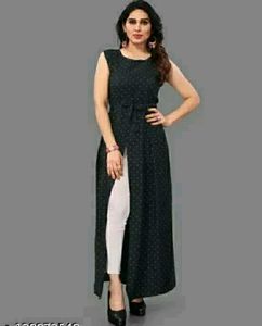 Slit Cut Black And White Combinations Kurti..