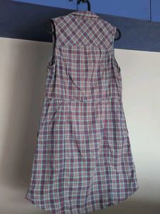 Plaid Button-Up Sleeveless Dress