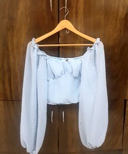 Unused M SIZE 34 Bust Sky-blue Crop Top