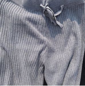 Gray Knit Wide Leg Pants