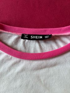 Shein Cute White &amp; Pink Tshirt