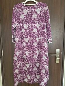 Purple Floral Print Kurta L