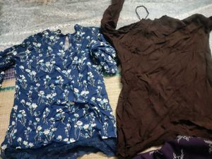 2 Girls Tops - Floral &amp; Brown