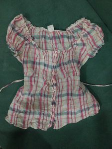 Pink Plaid Puff Sleeve Top