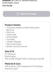 ROADSTERS Women's White Bootcut Jeans