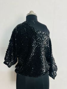 Sparkling Sequin One-Shoulder Top
