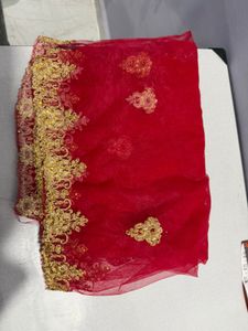 Red Embellished Dupatta for lehenga or dress