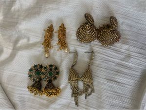 Set of 4 Pairs Indian Earrings