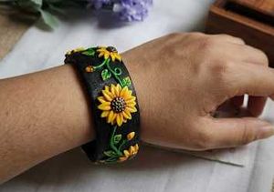 Unique Sunflower Cuff Bracelet