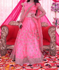 Stunning Pink Embroidered Lehenga Choli Set