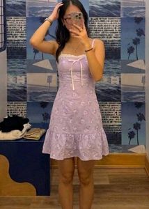 y2k Lavender Floral Mini Dress