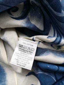 Mustard Women Blue &amp; White Printed Cotton Suit