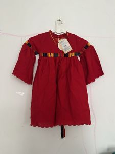 Red Embroidered Baby Girl Dress