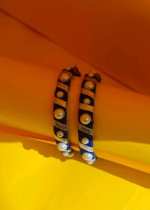 Blue Striped Pearl Bangles