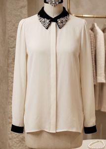 Bejeweled Collar Blouse