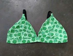 Green Clover Print Bra