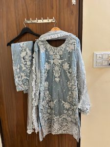 Og Stunning Blue Embroidered Pakistani Dress