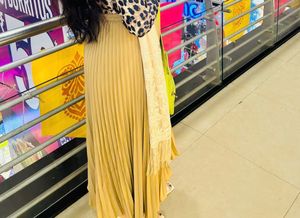Beige Pleated Maxi Skirt