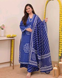 Blue Bandhani Print Kurta Set with Dupatta
